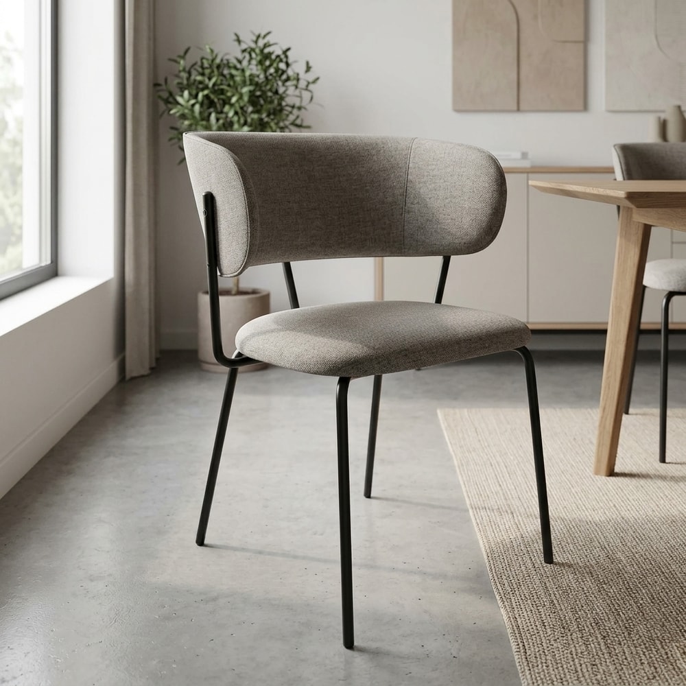 Silla de comedor gris con patas negras