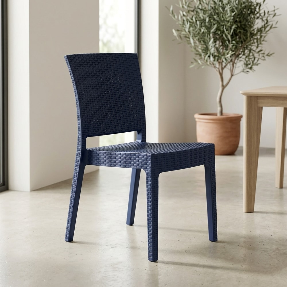 Silla de jardín apilable gris efecto ratán