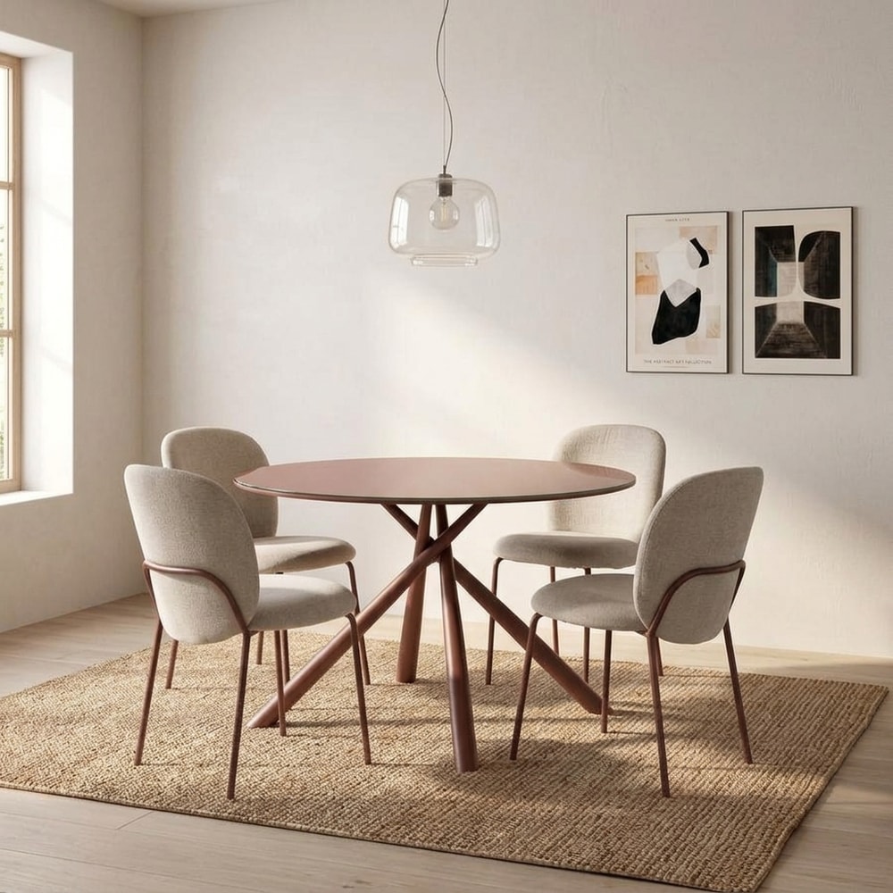 Mesa de comedor redonda cristal terracota