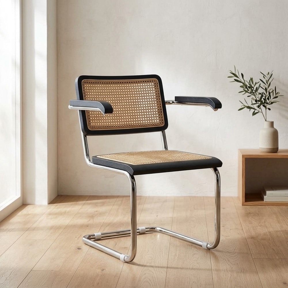 Sillón de Comedor Ratán y Madera Negra