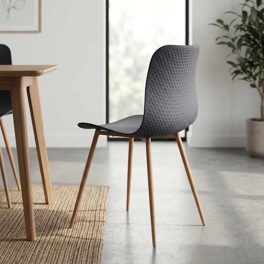 Silla de comedor antracita patas efecto madera