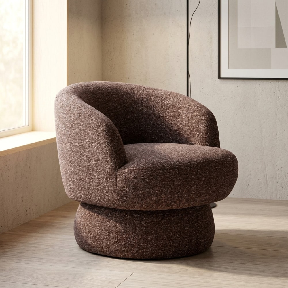 Sillón Giratorio con Tapizado Suave Marrón