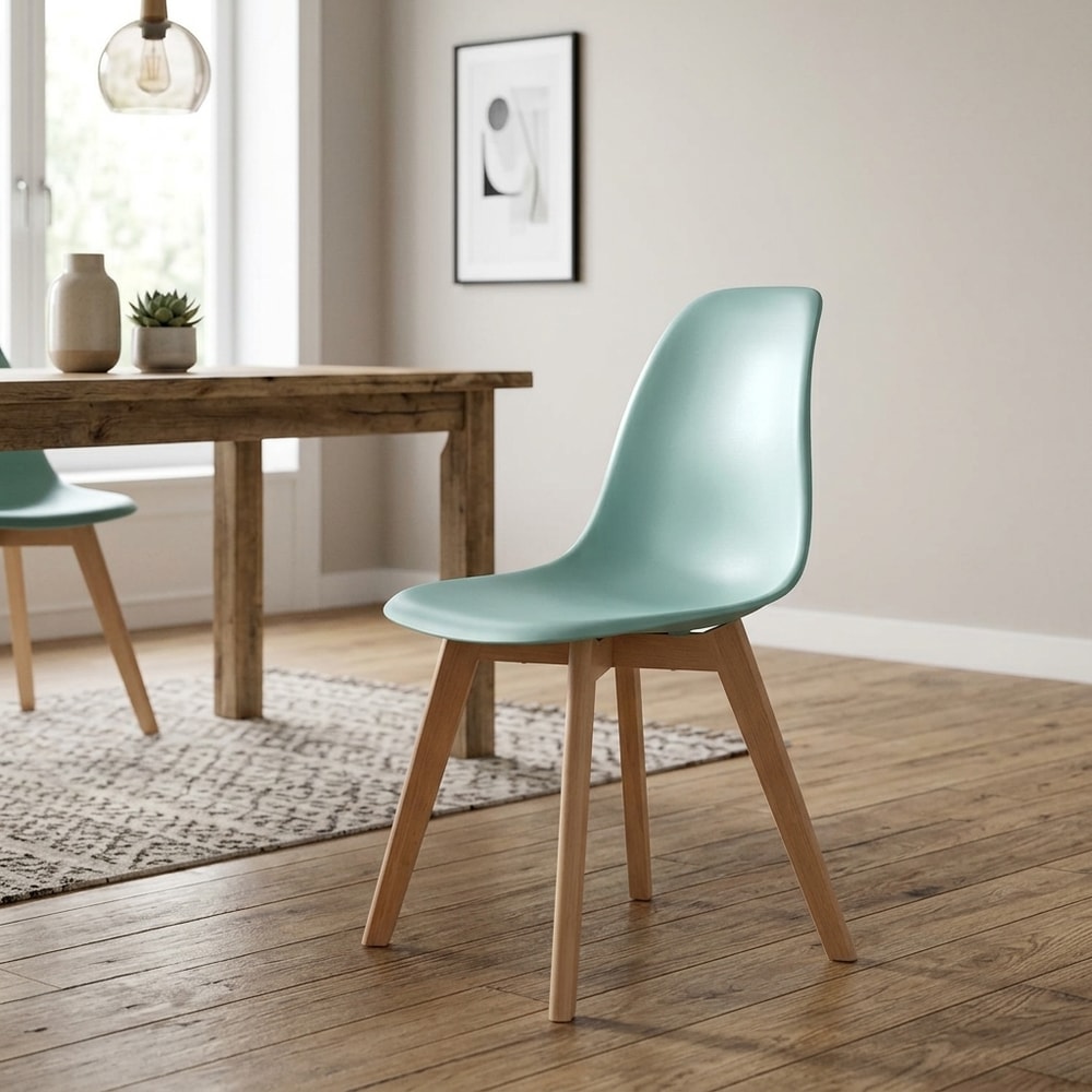 Silla de comedor nórdica aguamarina