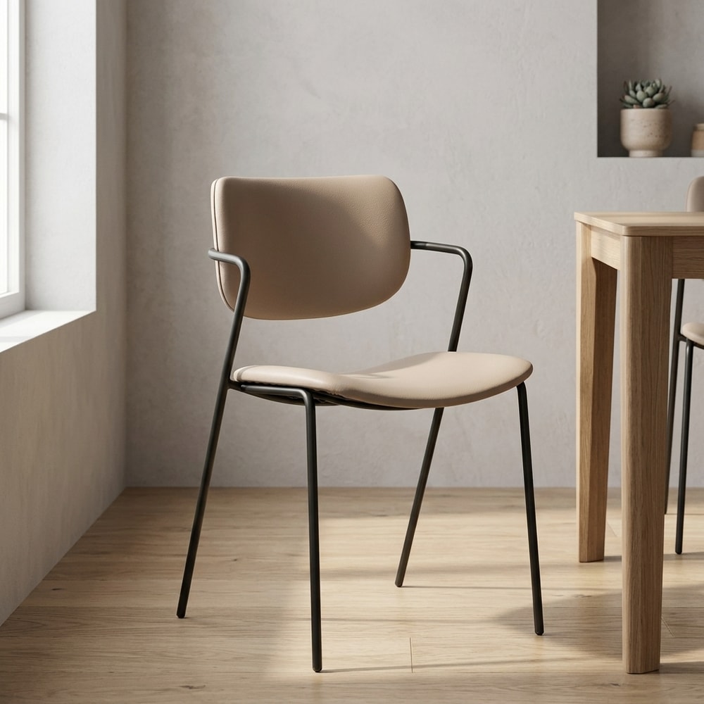 Silla de comedor tapizada con reposabrazos