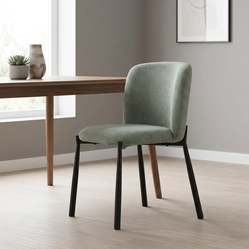 Silla de comedor tapizada verde menta