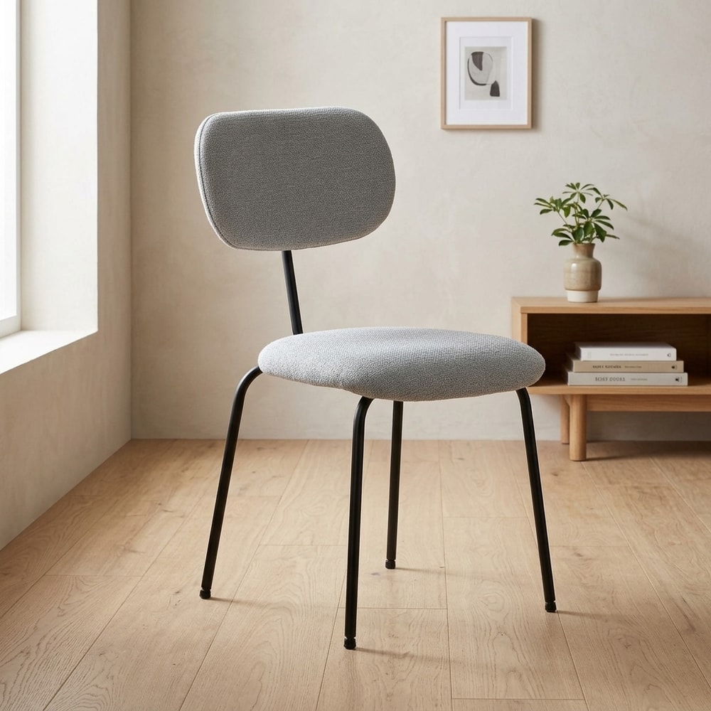 Silla de comedor moderna gris claro y madera
