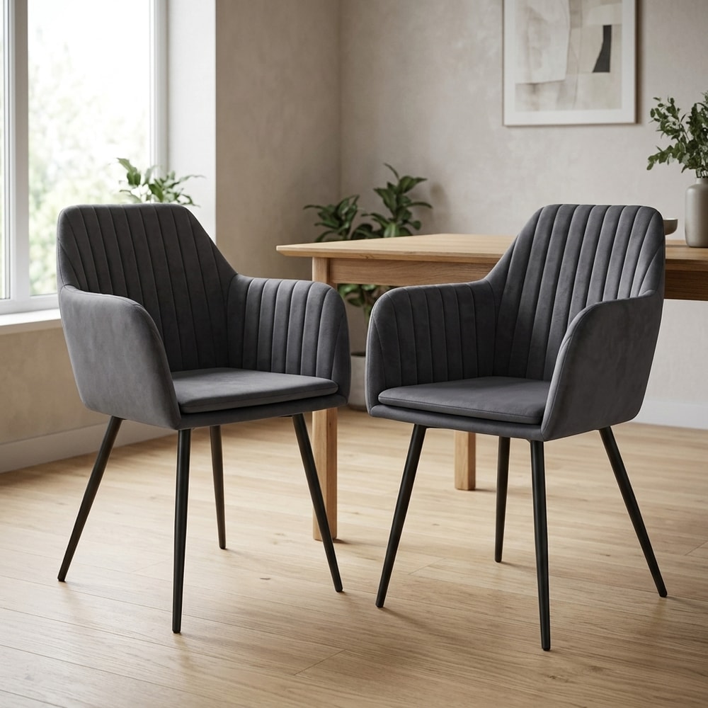 Pack 2 sillas comedor tapizadas gris oscuro