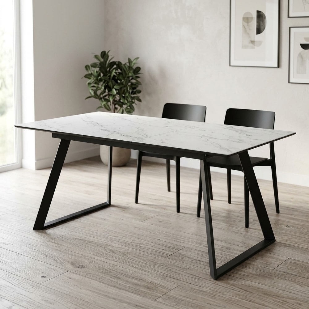 Mesa de comedor extensible efecto mármol