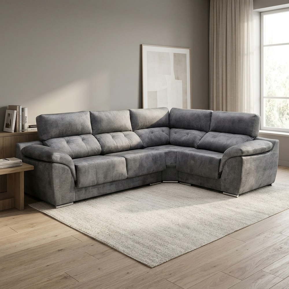 Sofá rinconera 5 plazas gris antracita