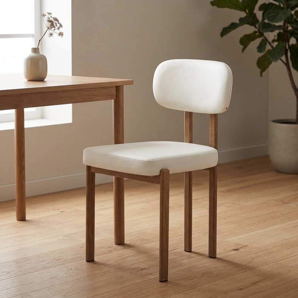 Silla de comedor tapizada polipiel blanca