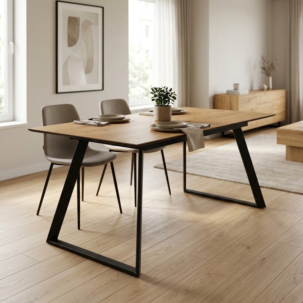 Mesa de comedor extensible estilo industrial