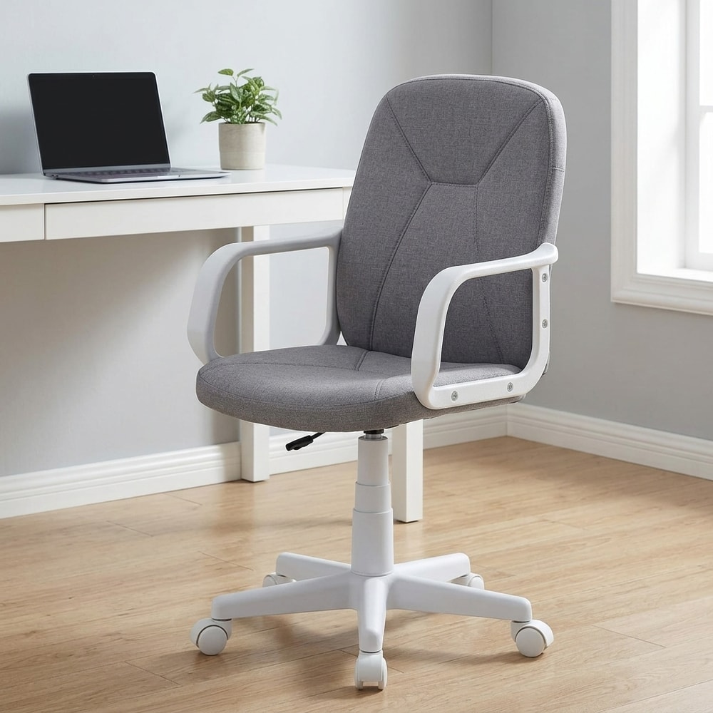Silla de despacho giratoria gris pearl y blanca