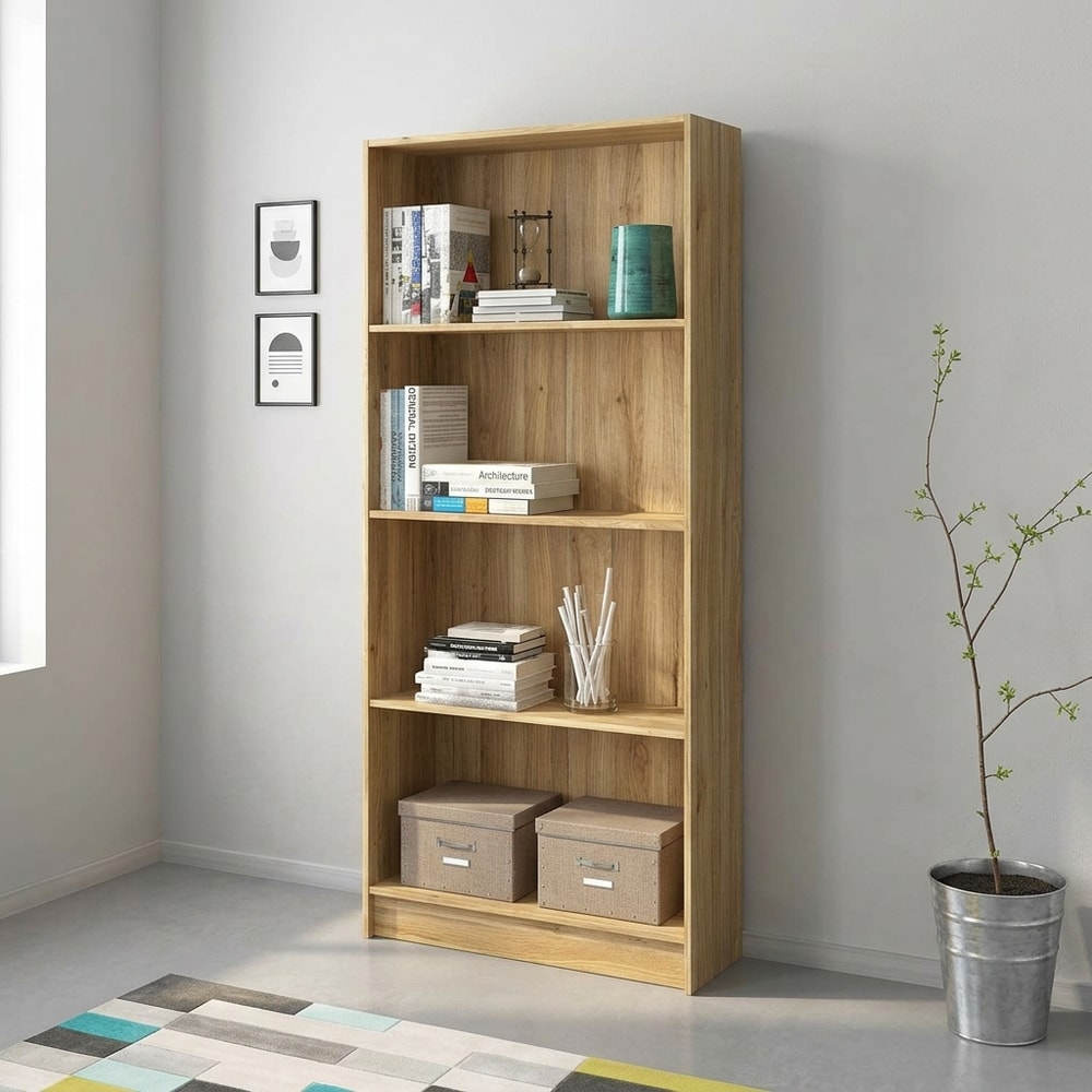 Estantería moderna con 4 baldas acabado madera