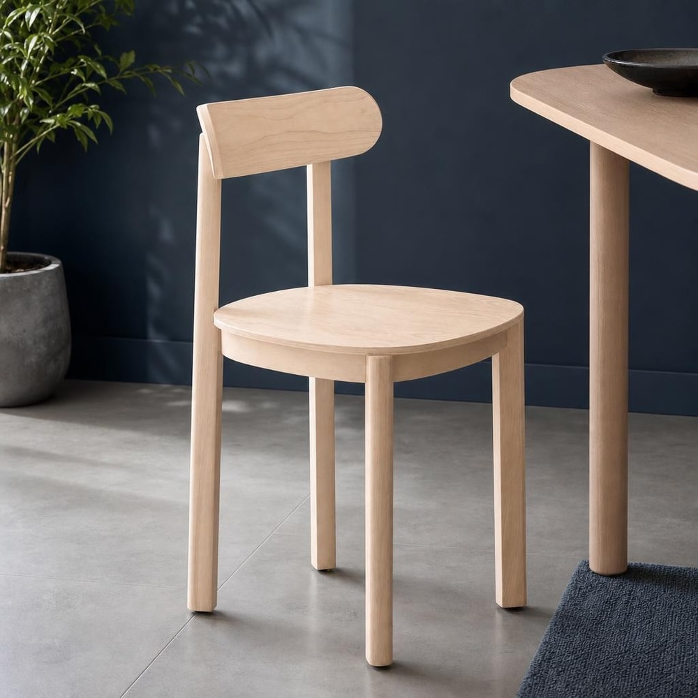 Silla de comedor con respaldo curvo natural