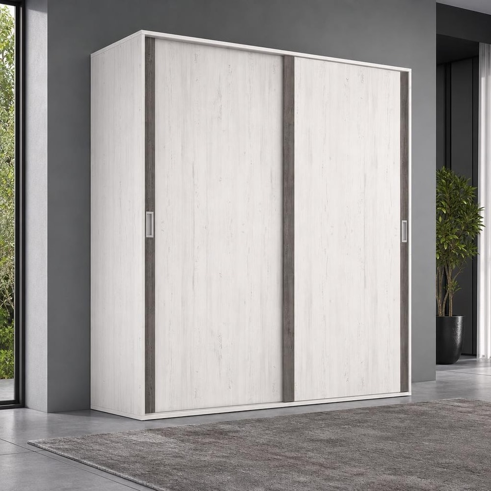 Armario de 2 puertas correderas blanco y gris