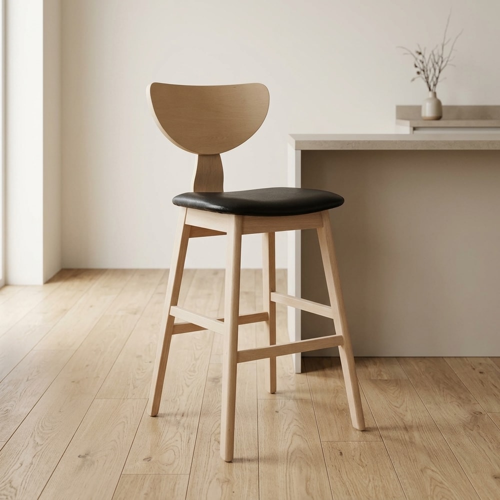 Taburete de diseño en madera natural y negro