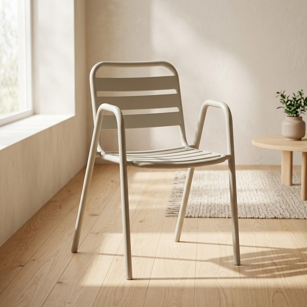 Sillón de exterior apilable en polipropileno gris