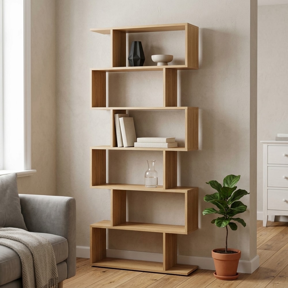 Estantería Librería Asimétrica Madera Natural