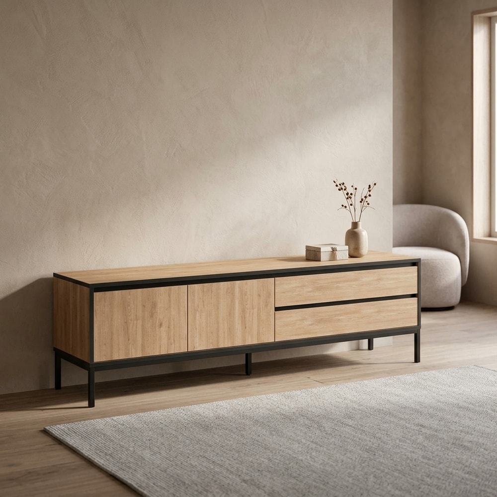 Mueble de TV estilo industrial madera y metal