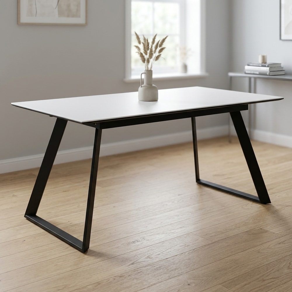 Mesa de comedor extensible moderna bicolor