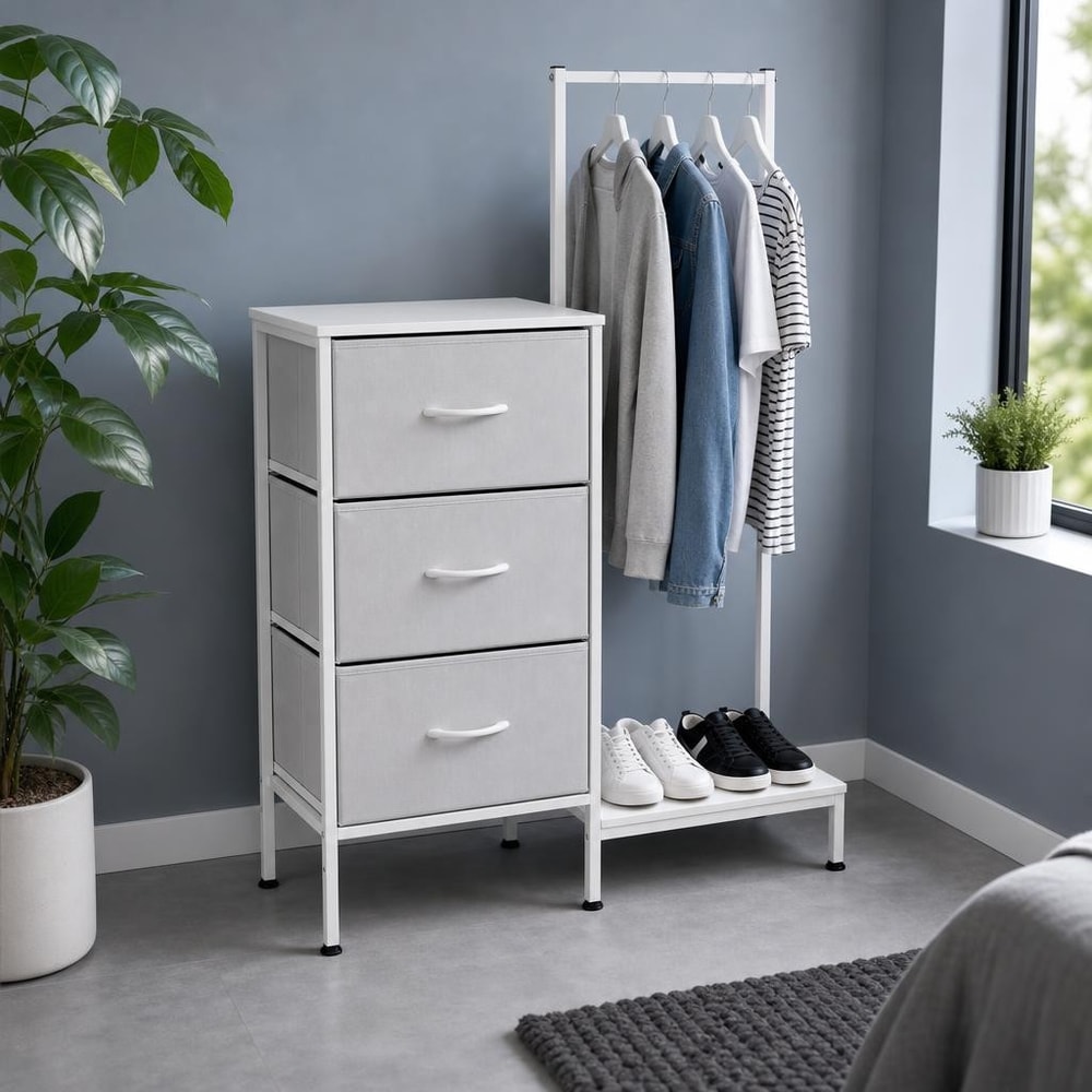Organizador de ropa blanco con 3 cajones