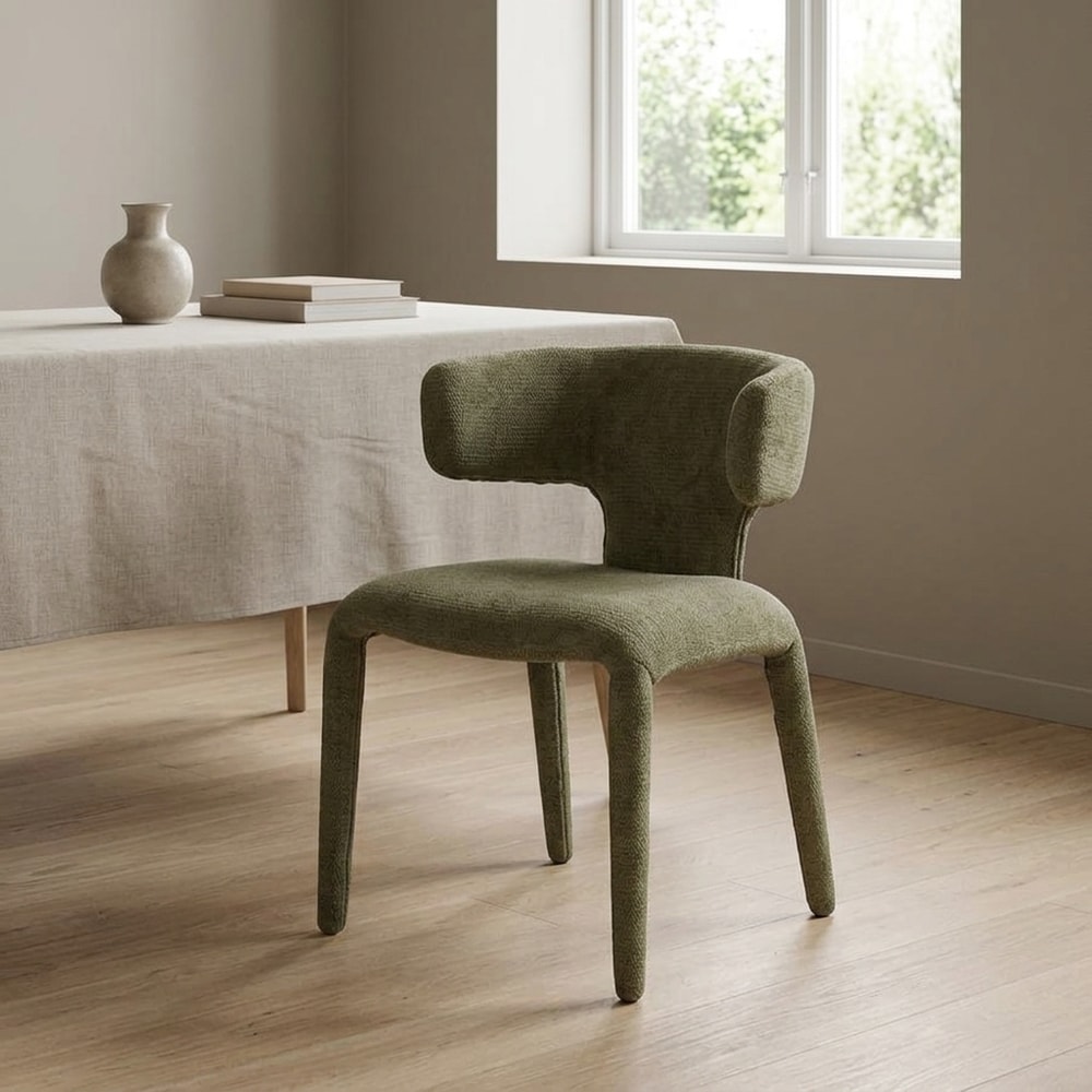 Silla de comedor verde con patas tapizadas