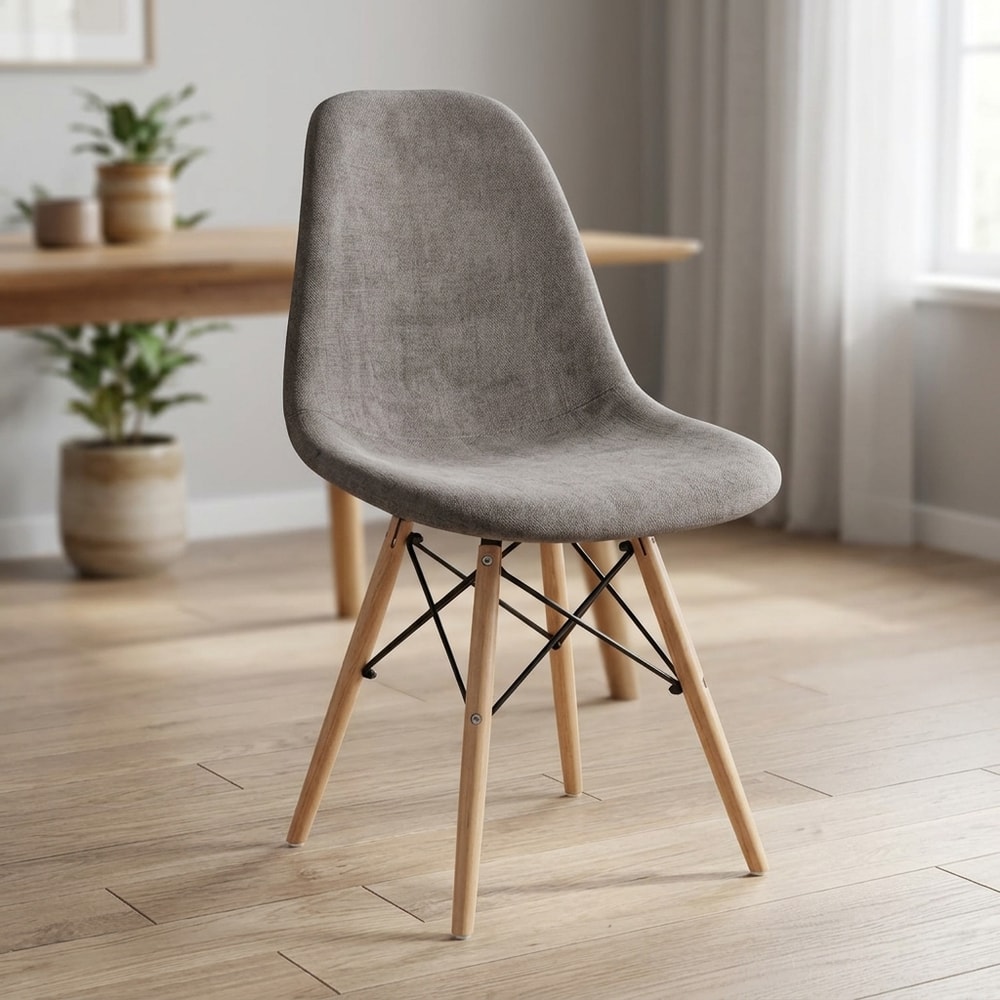 Silla de comedor tapizada gris estilo nórdico