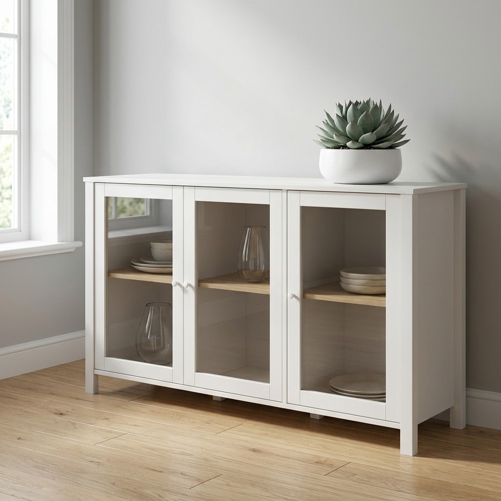 Aparador vitrina blanco con 3 puertas de cristal