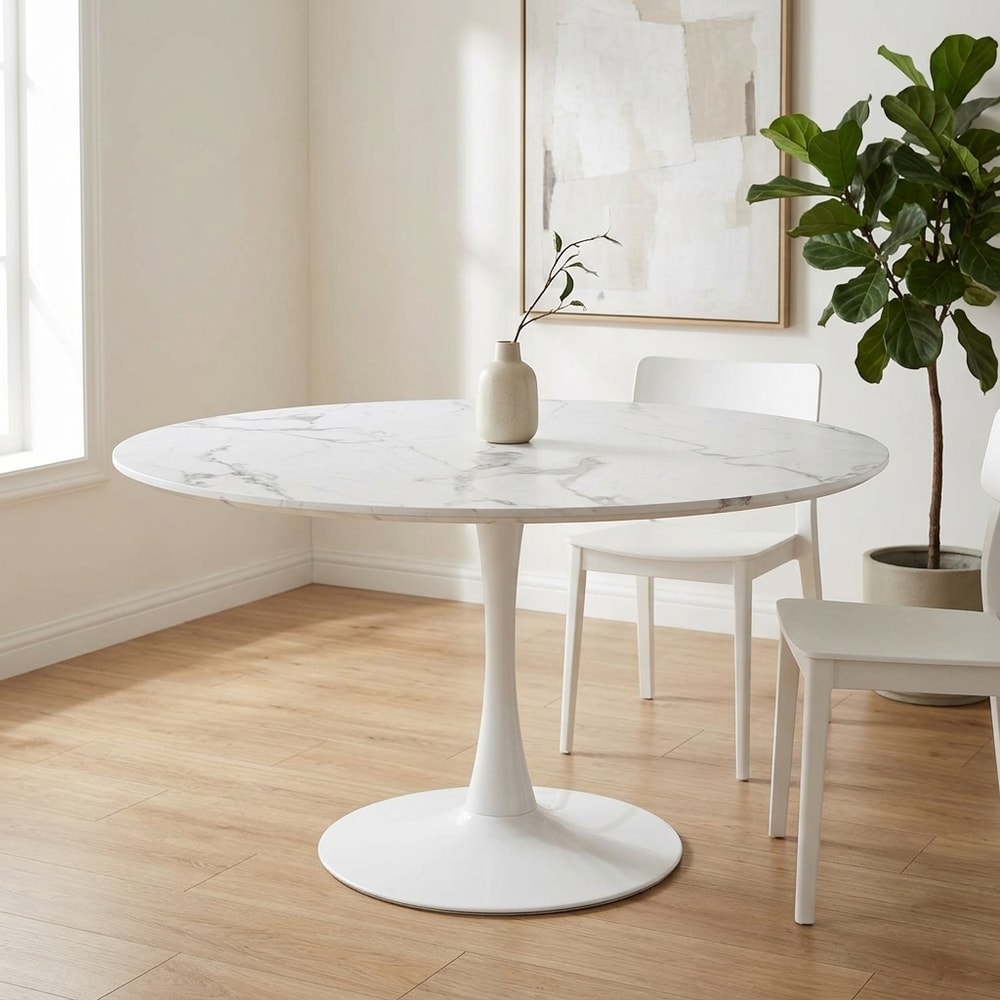 Mesa de comedor redonda efecto mármol