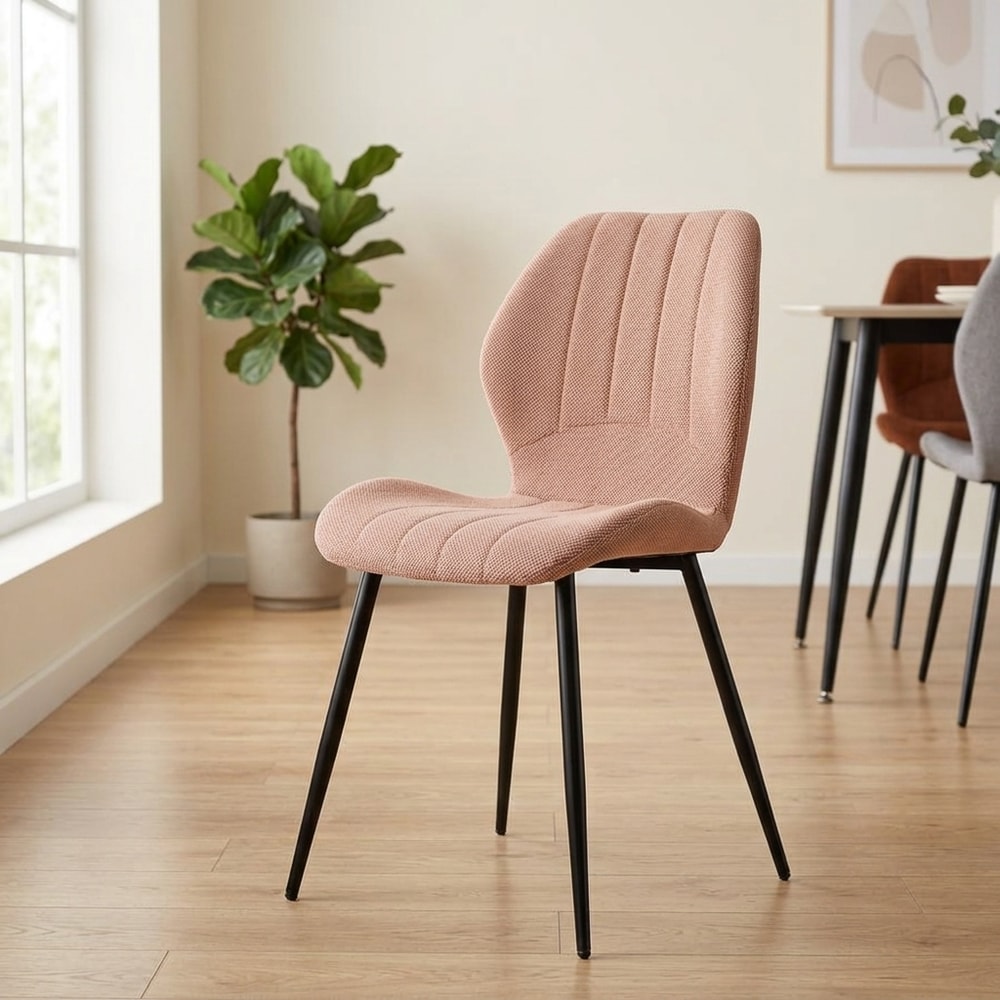 Silla de comedor moderna tapizada en salmón