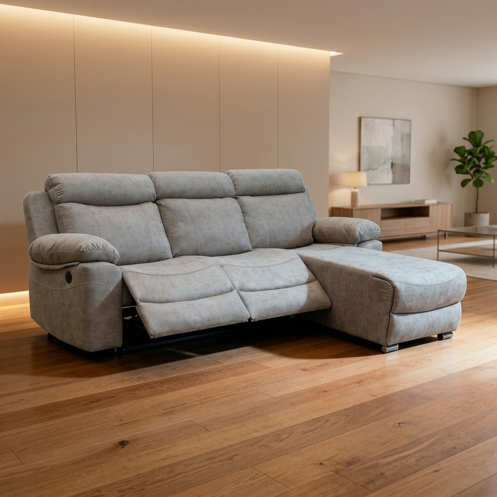 Chaise longue relax eléctrico gris cemento