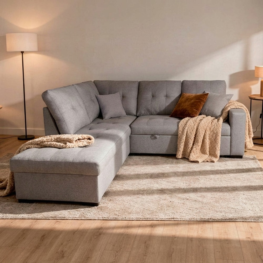 Sofá Cama Chaise Longue 3 Plazas Gris