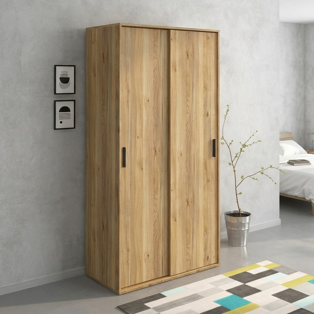 Armario de 2 puertas correderas madera natural