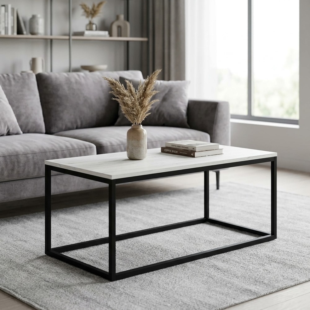 Mesa de centro rectangular estilo industrial