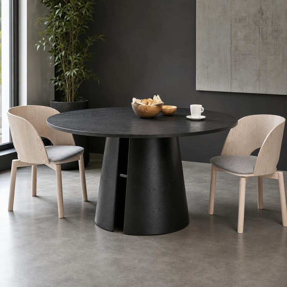 Mesa de comedor redonda CEP negra