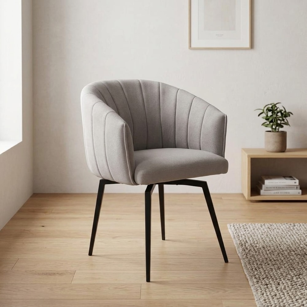 Sillón de comedor giratorio tapizado taupe