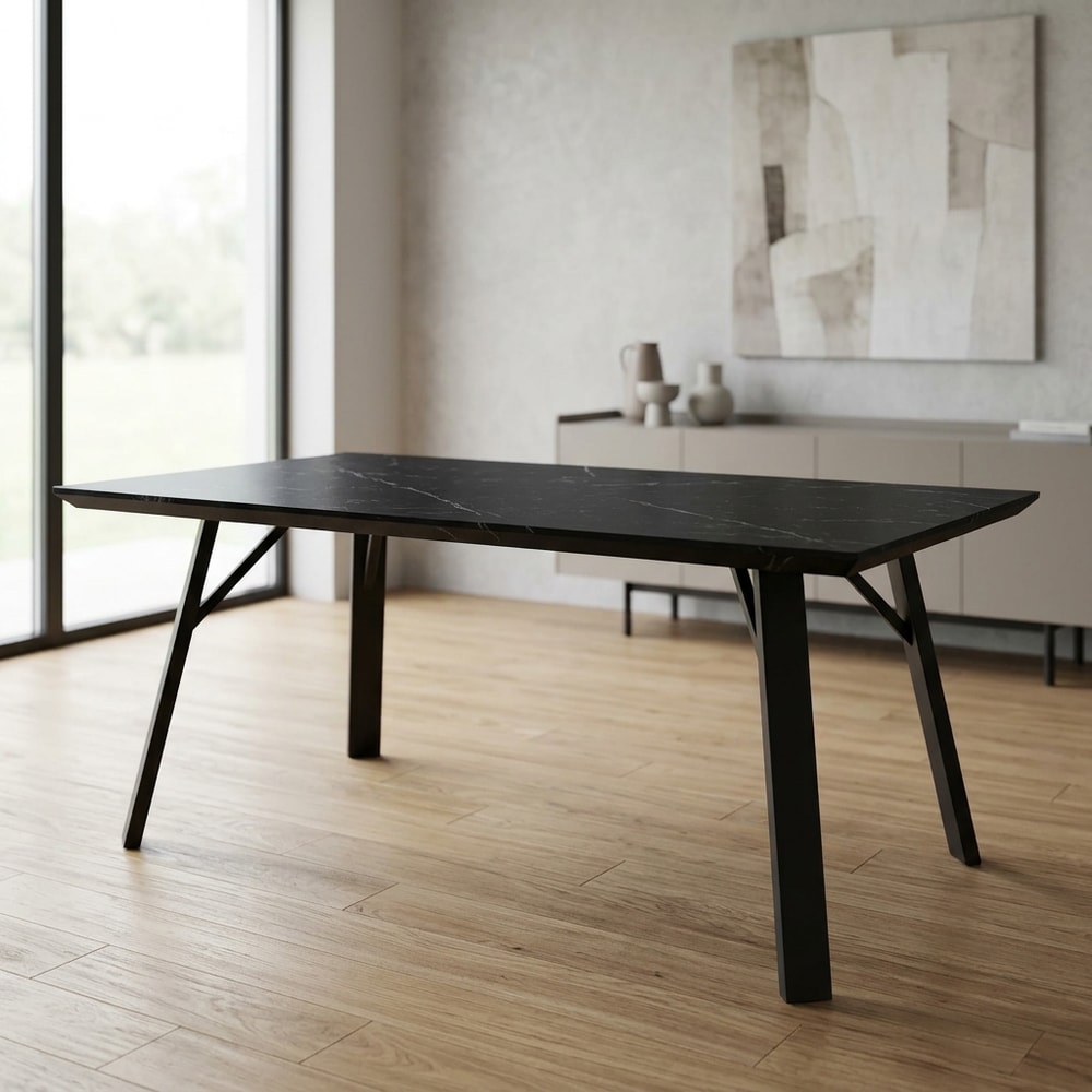 Mesa de comedor efecto mármol negro