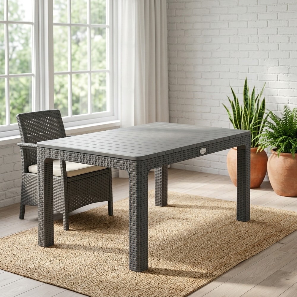 Mesa baja de exterior en polipropileno gris