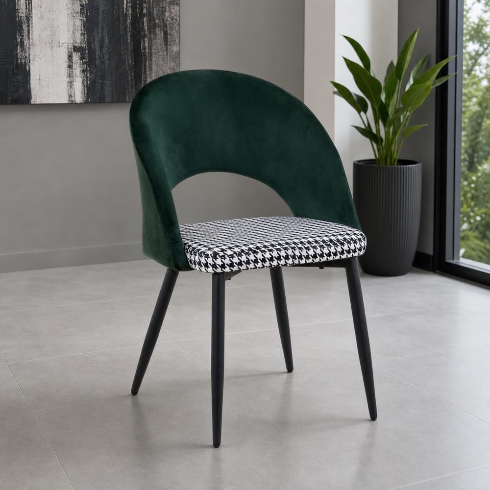 Silla de comedor verde con pata de gallo