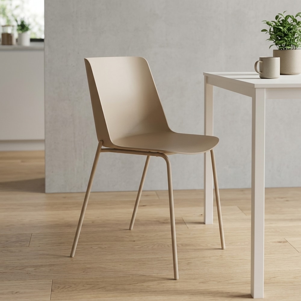 Pack 4 sillas de comedor moderna polipropileno arena