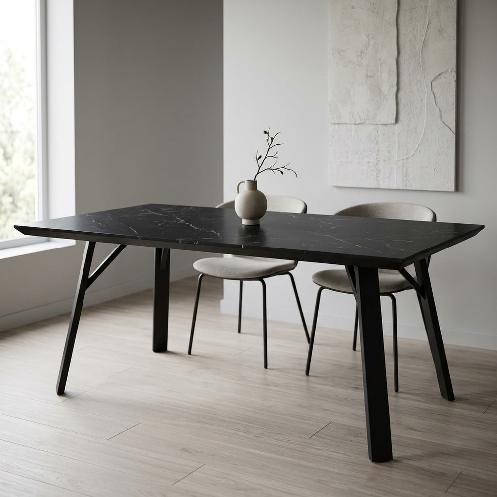 Mesa de comedor negra efecto mármol