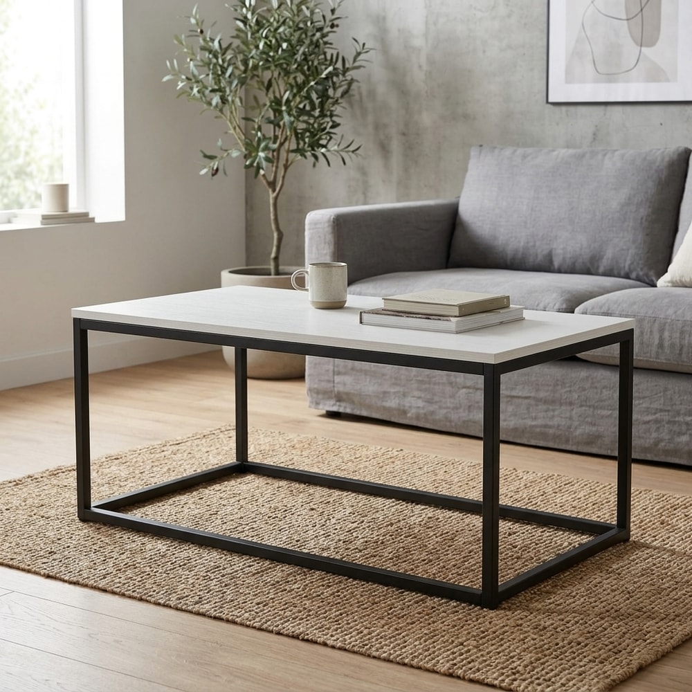 Mesa de centro rectangular estilo industrial