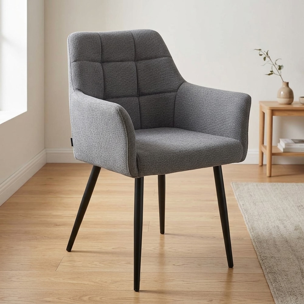 Sillón Tapizado Gris con Reposabrazos
