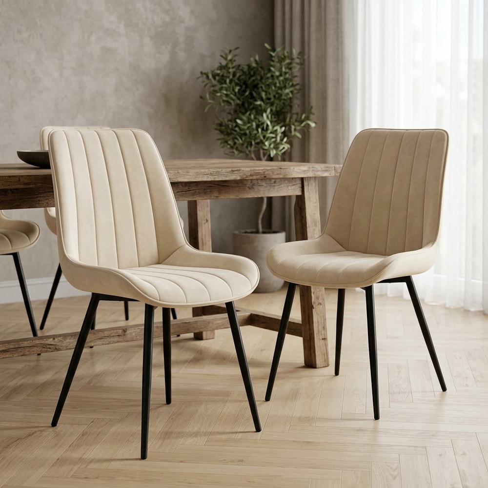 Pack 2 sillas de comedor tapizadas crema