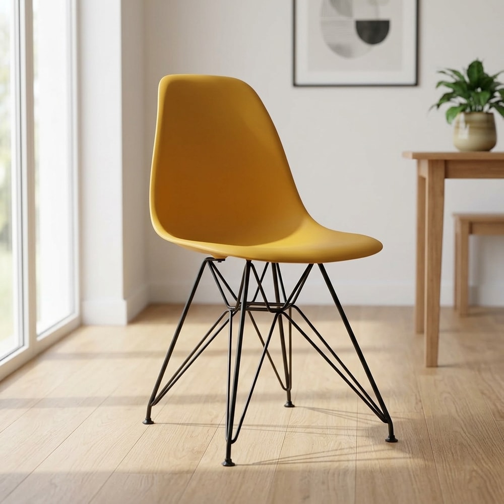 Silla de Comedor Mostaza Patas de Acero