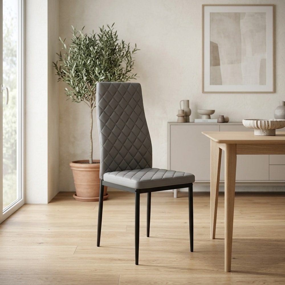 Pack de 6 sillas de comedor tapizadas en PU gris