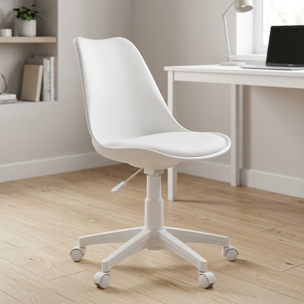 Silla de escritorio giratoria blanca regulable
