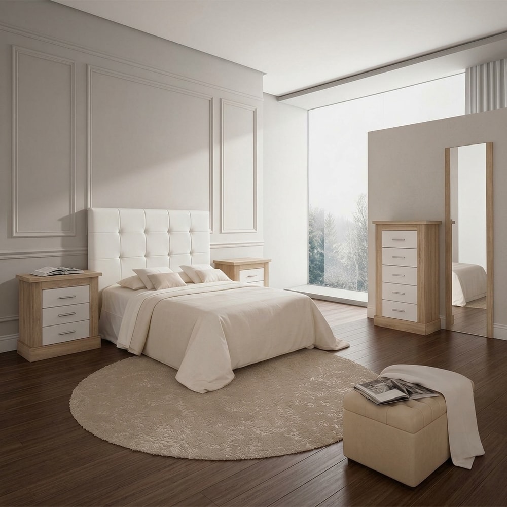 Dormitorio Matrimonio Cambria-Blanco con Cabecero