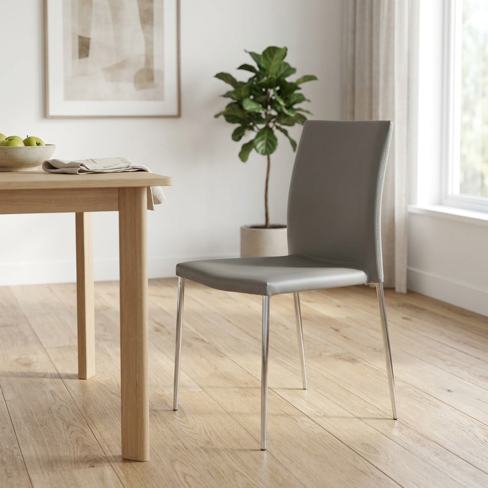Silla de comedor apilable en similpiel gris