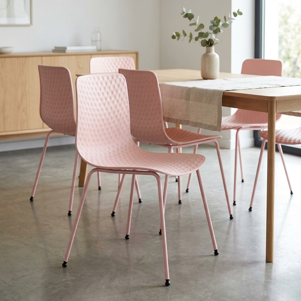 Pack de 4 sillas de comedor modernas rosas
